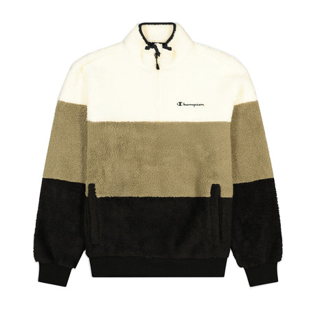 Champion Legacy Sherpa Graduate Panelled Half Z-Up Fleece Sweatshirt "Black-Cream"