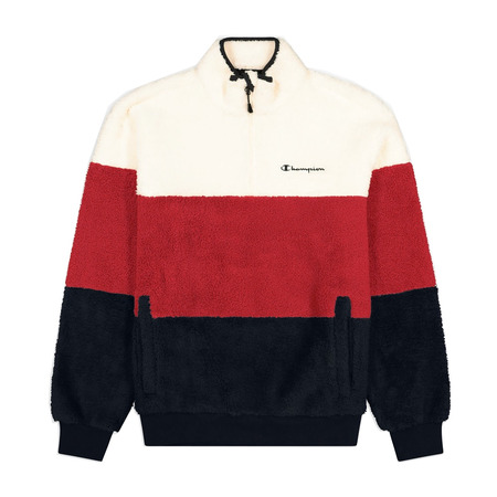 Champion Legacy Sherpa Graduate Panelled Half Z-Up Fleece Sweatshirt "Navy-Red"