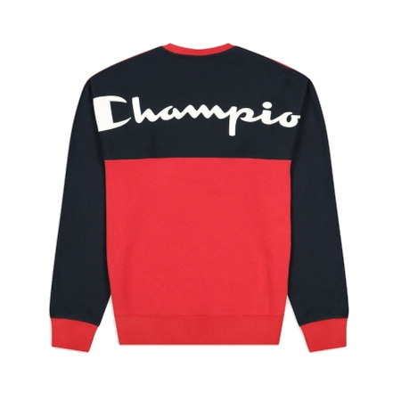 Champion Legacy Spliced Script Logo Print Sweatshirt "Red"