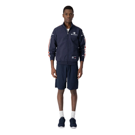 Champion Retro Basketball Nylon Full Zip Sweatshirt "Blue-Red"