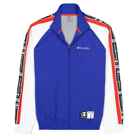 Champion USA Farbe Block Script Logo Tape Track Jacket "Blue"