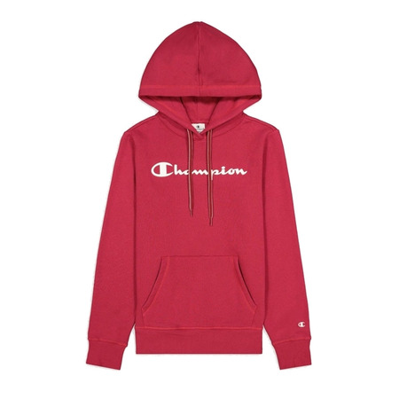 Champion Wn ́s Legacy Script Logo Drucken Baumwolle Terry Hoodie "Burgundy Red"