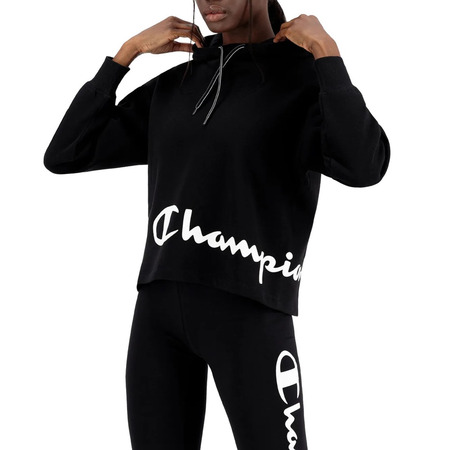 Champion Wn ́s Legacy Script Logo Wraparound Print Boxy Fit Hoodie "Black"