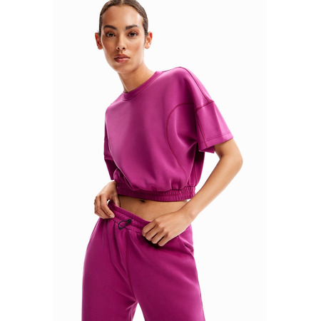 Desigual Baggy Cropped Sport T-Shirt "Blackberry Rose"