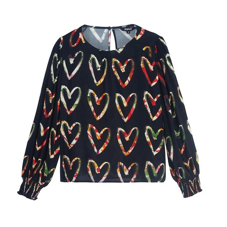 Desigual Loose Crepe Herzen Bluse