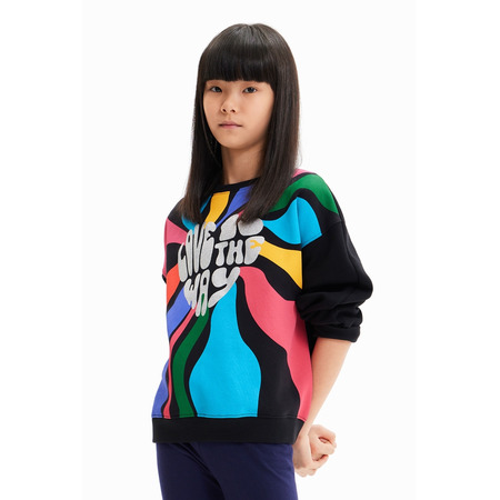 Desigual Girls Mehrfarbig Nachricht Sweatshirt "Black"