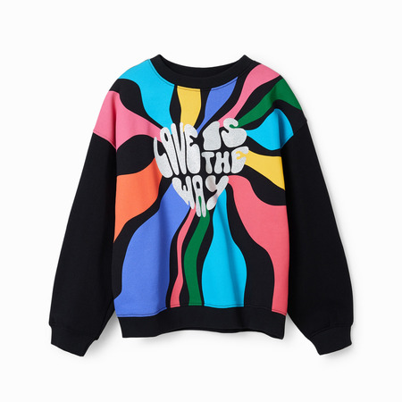 Desigual Girls Mehrfarbig Nachricht Sweatshirt "Black"