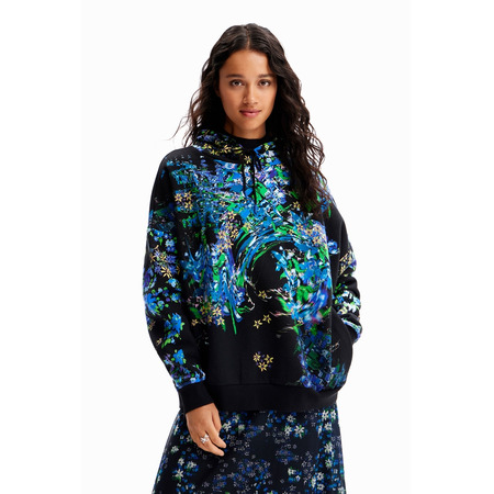 Desigual Oversize Floral Hoodie "Royal"