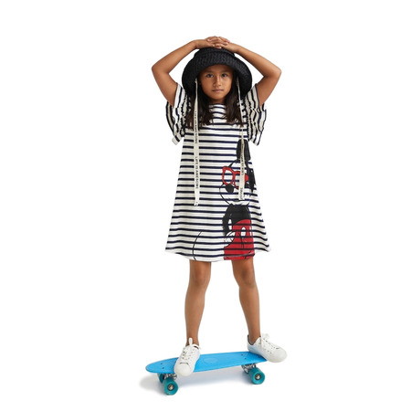 Desigual Girls Striped Mickey Maus Kleid