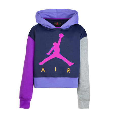 Jordan Girls Air Cropped Pollover Hoodie (Blackened Blue)