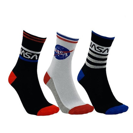 Nasa 3 Pair Pack Crew Socken "N24-Black-White"