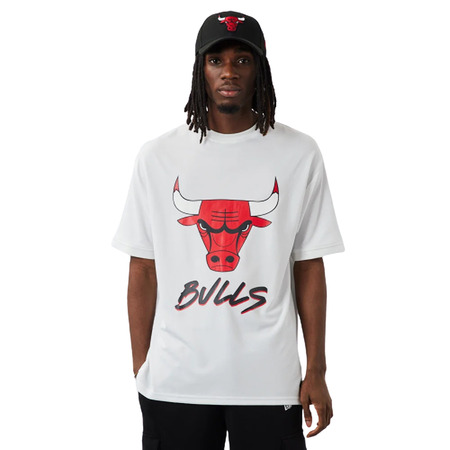 Neue Era NBA Chicago Bulls Logo Script Mesh Oversize Tee "Weiß"