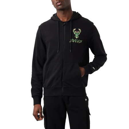 Neu Era NBA Milwaukee Bucks Script Logo FZ Hoodie "Black"