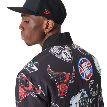 Neue Era NBA Team Logos All Over Print Bomber Jacket "Black"