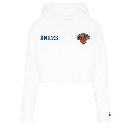 New Era NBA Womens New York Knicks Team Logo Crop Pullover Hoodie