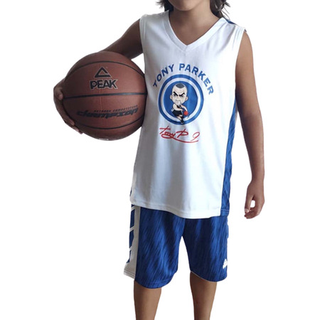 Equipación Junior Peak Sport Basketball Tony Parker Graphic "White-Blue"