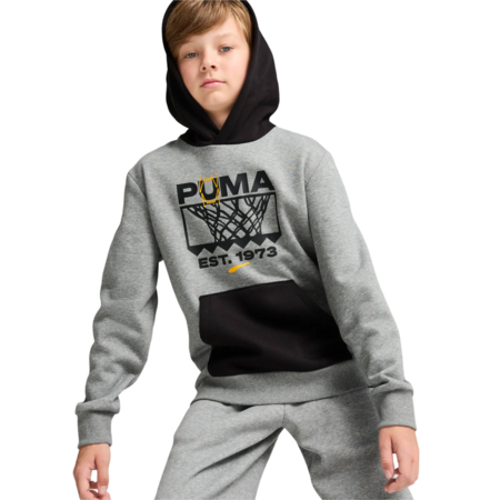 Puma Junior Basketball gewinnen Schuh Hoodie Fleece "Medium Gray"