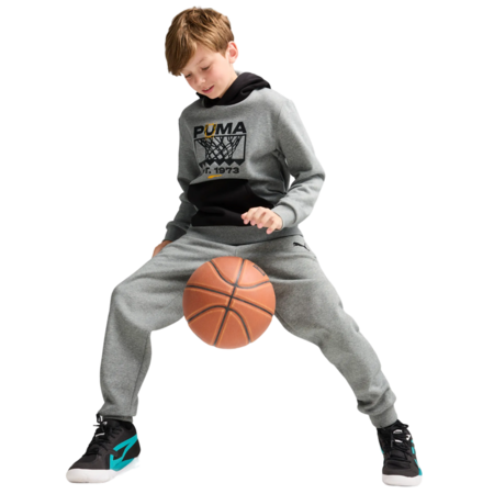 Puma Junior Basketball gewinnen Schuh Hoodie Fleece "Medium Gray"