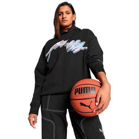 Puma Frauen Basketaball Kirsche auf Top-Grafik überdimensional Hoodie "Schwarz"