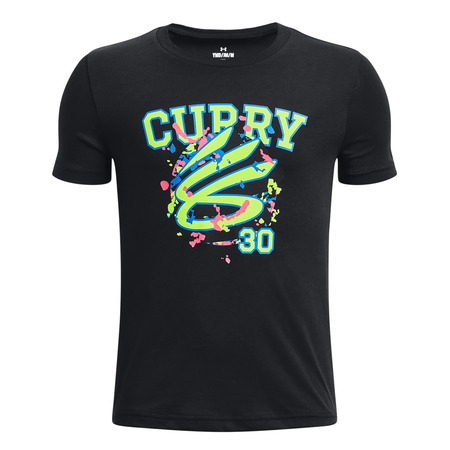 UA Jungen Curry Logo Tee "Black-Lime Surge"