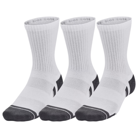 UA Unisex Performance Cotton 3-Pack Mid-Crew Socks "White-Pitch Gray"