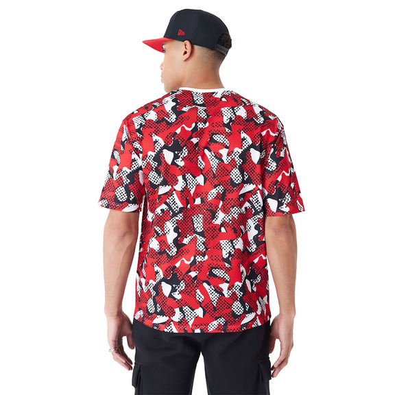 New Era NBA Chicago Bulls Team All Over Print Mesh Oversized T-Shirt "Red"