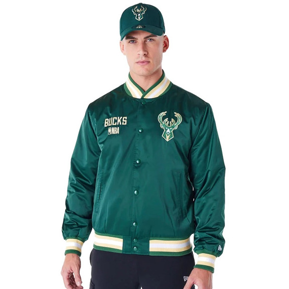 Neu Era NBA Milwaukee Bucks Satin Bomberjacke "Dark Green"