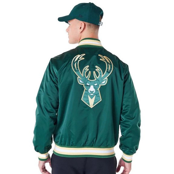 Neu Era NBA Milwaukee Bucks Satin Bomberjacke "Dark Green"