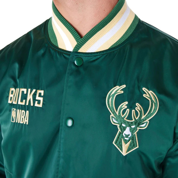 Neu Era NBA Milwaukee Bucks Satin Bomberjacke "Dark Green"