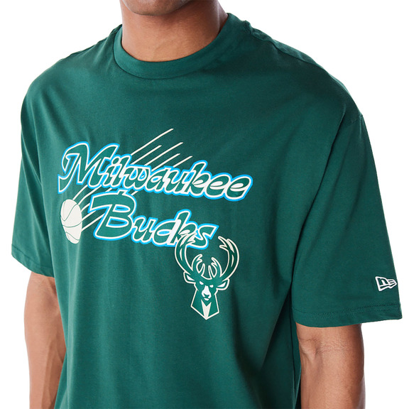 Neu Era NBA Milwaukee Bucks Script überdimensionales T-Shirt