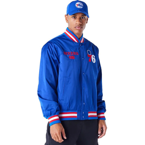 Neue Era NBA Philadelphia 76ers Satin Bomberjacke "Blue"