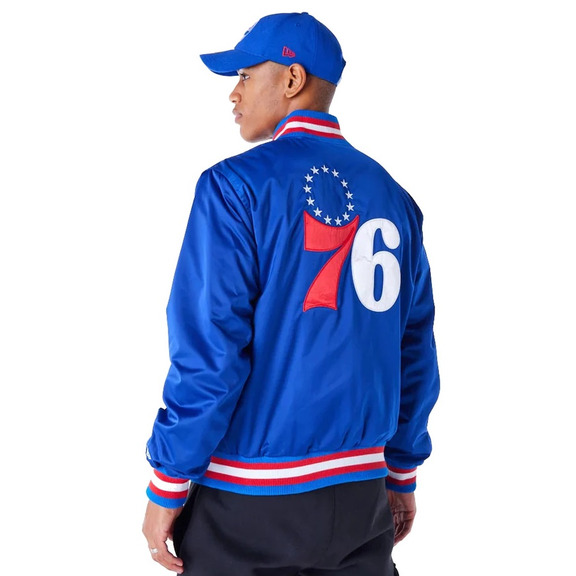 Neue Era NBA Philadelphia 76ers Satin Bomberjacke "Blue"