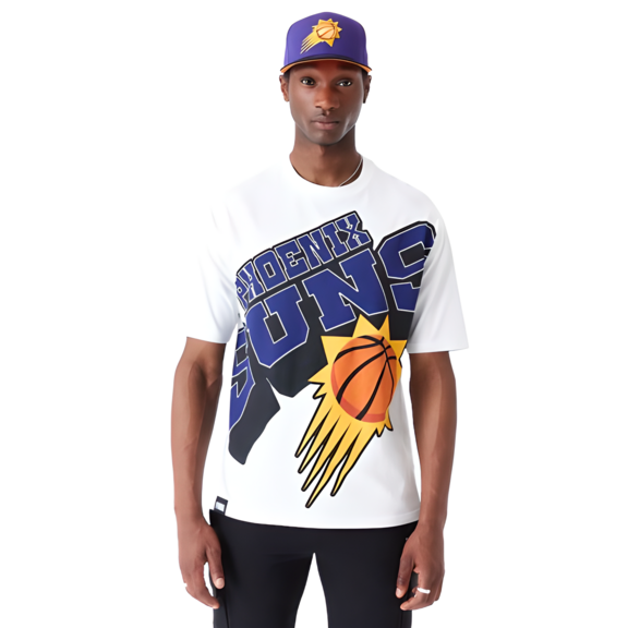 Neu Era NBA Phoenix Sonnen Großes Wordmark überdimensionales T-Shirt