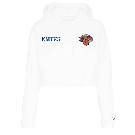 New Era NBA Womens New York Knicks Team Logo Crop Pullover Hoodie