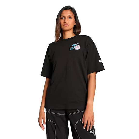 Puma Frauen Basketaball Kirsche auf Top-Grafik überdimensional Fit Tee "Schwarz"