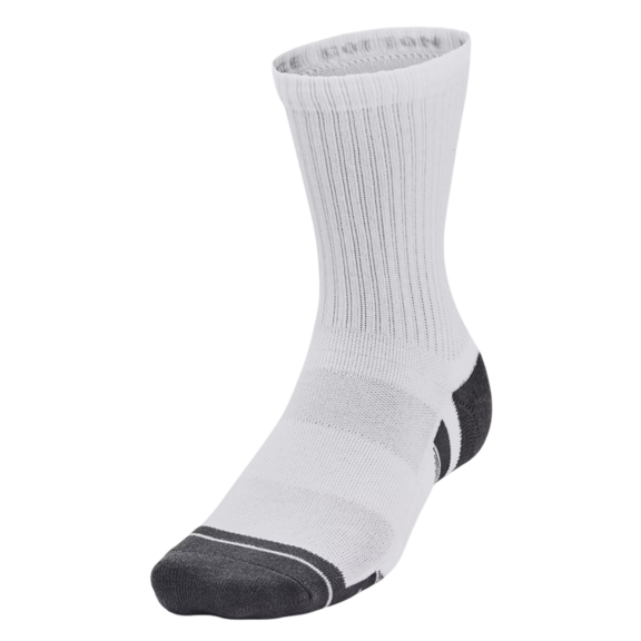 UA Unisex Performance Cotton 3-Pack Mid-Crew Socks "White-Pitch Gray"