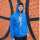 Champion Basketball Vintage Script Logo Kapuzenpullover "Blau"